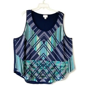 Ava & Viv Sheer Cutout Sleeveless Stretch Tank Top